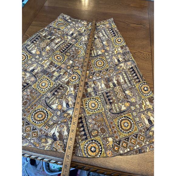 Vintage 1970s Women’s Egyptian Hieroglyph Retro Blouse & Skirt Set Sz 14 S/M - Picture 3 of 13
